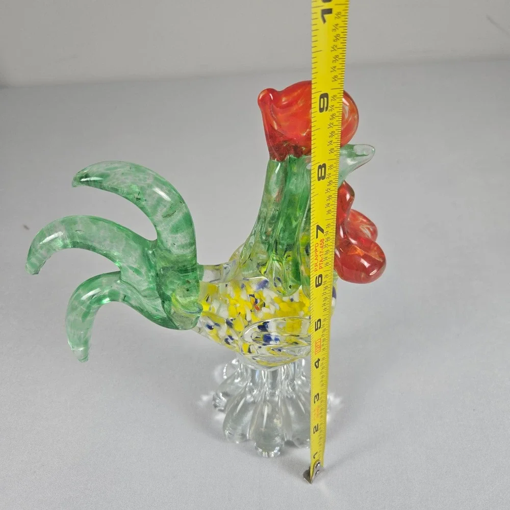 Vintage Murano Style Chicken Rooster Glass Bird Figure Confetti Glass Farmhouse